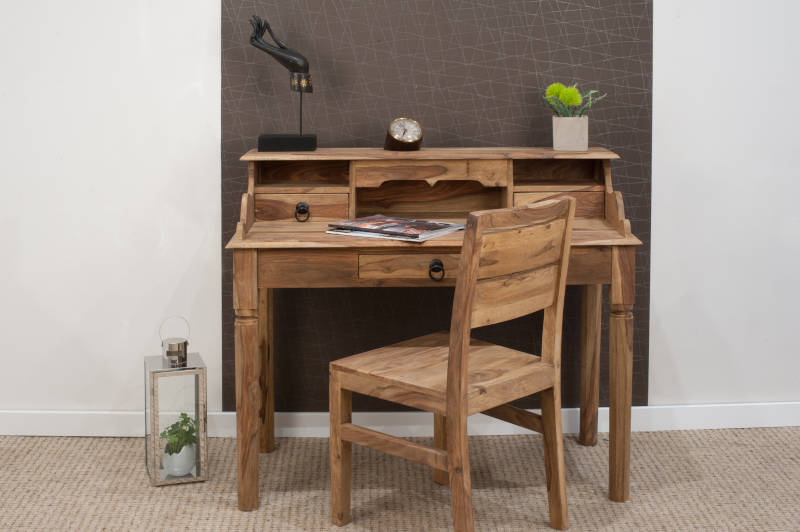 Sekretarzyk i krzesło z drewna palisandru w wybarwieniu naturalnym